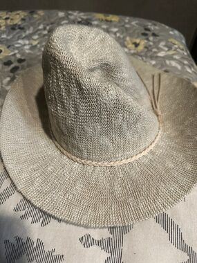 Source Unknown Light Beige Woven Sun Hat with Braided Band
